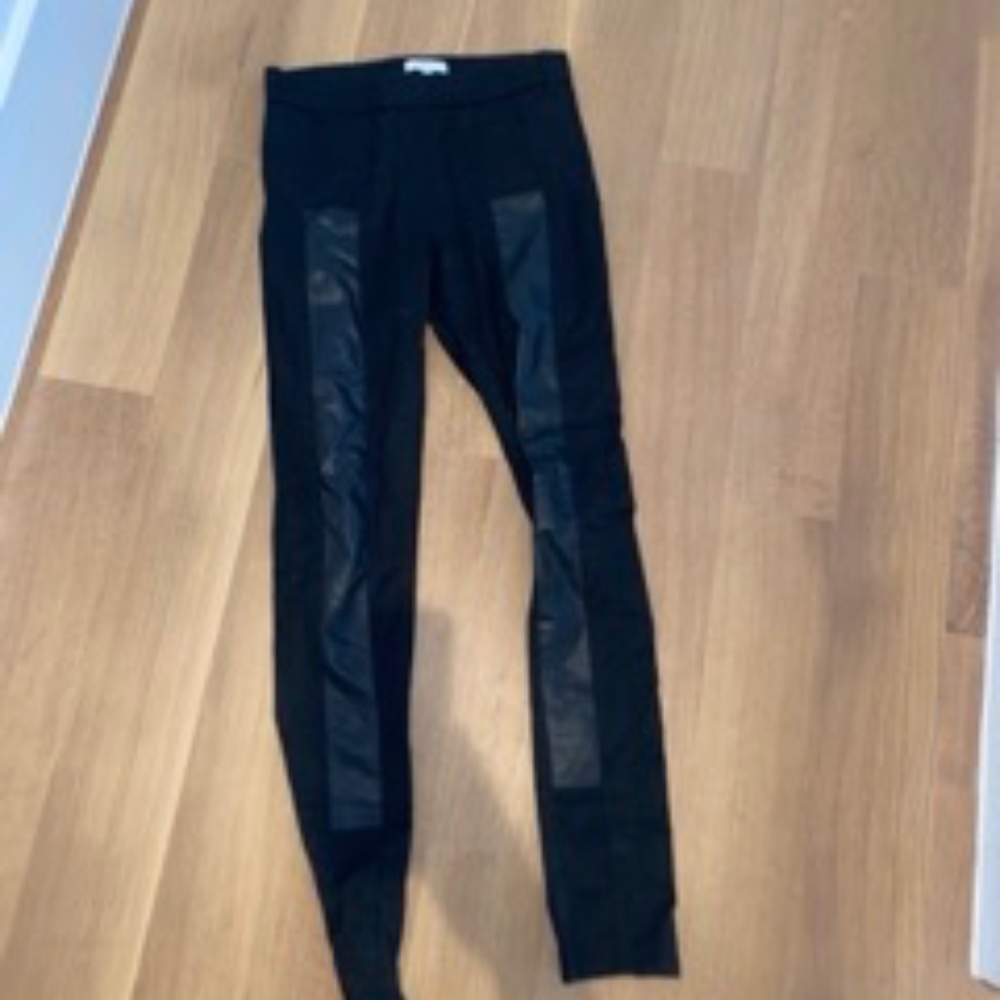 Emerson Fry black leggings with vegan leather stripes
